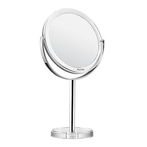 Auxmir Kosmetikspiegel Schminkspiegel mit Standfuß Tischspiegel doppelzeitig 1/10 Facher Vergrößerung 360° Drehbar für Make Up