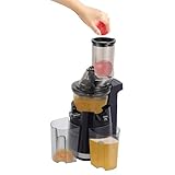 Slow Juicer 250W Elektrischer Entsafter, Kompakt-Entsafter Geeignet für ganze Gemüse- und Obststücke, leicht zu reinigender, ausgestattet mit 2 Glasbechern à 800 ml