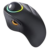 ProtoArc EM03 Wireless Trackball Maus Bluetooth, RGB Kabellose Trackball Maus mit Fingerbedienung, Wiederaufladbare Ergonomische Maus, Multi-Geräte, Kompatibel mit iPad, Mac, Windows