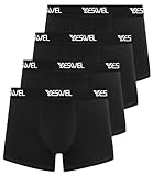 YESWEL Unterhosen Männer, Baumwolle Boxershorts Herren Ohne Kratzenden Zettel Unterwäsche, Retroshorts für Männer 4er Pack(4X Schwarz, XL)