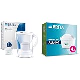 BRITA Wasserfilter-Kanne Marella weiß (2,4l) & Wasserfilter Kartusche MAXTRA PRO All-in-1 – 4er Pack