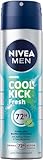 NIVEA MEN Cool Kick Fresh Deo Spray, Deodorant mit 72h Antitranspirant-Schutz gegen Schweiß und Körpergeruch, Deospray mit Kaktuswasser ohne Ethylalkohol (150 ml)