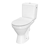 VBChome WC Toilette Stand Spülrandlos Keramik Komplett Set mit Spülkasten Funktion für waagerechten Abgang WC-Sitz slim aus Duroplast mit Absenkautomatik abnehmbar Deckel waagerecht Ablauf