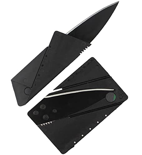 ShineTool 10 Pack Kreditkartenmesser, Kreditkartenformat Klappmesser Faltmesser, Outdoor Edelstahl Griff Taschenmesser Mini Überlebensmesser Survival Messer Schwarz