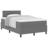 vidaXL Boxspringbett mit Matratze Grau Größe 120X200 cm Cordstoff Holzrahmen Moderne Schlaflösung kompaktes Design ideal für Schlafzimmer Dekor Memory Foam zeitgenössische Indoor Betten Holz