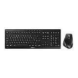 CHERRY Stream Desktop Comfort, Kabelloses Tastatur-Maus-Set, UK-Layout (QWERTY), 2,4 GHz Funk, Flüsterleise Tasten, Ergonomische Rechtshändermaus, Schwarz