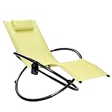 GIANTEX Relaxliege Schaukelliege Schaukelstuhl, 2 in 1 klappbarer Sitz- und Liegestuhl, mit Kopfstütze & Getränkehalter, Sonnenliege Gartenliege Metallrahmen, Schwingliege für Balkon (Grün)