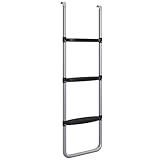 SPORTNOW Trampolinleiter mit 3 oder 2 Stufen Trampolintreppe mit Breiten horizontalen Stufen, Universalhaken, 120 kg Belastbarkeit, 110 x 32 cm Silber