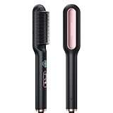Wavytalk Glättbürste, Ionische Glätteisen und Bürste 2 in 1, Verbrühungsschutz Keramik Haarglätter Bürste mit LED Display für Zuhause und Salon, Dualspannung (100–240V), EU-Stecker, Schwarz