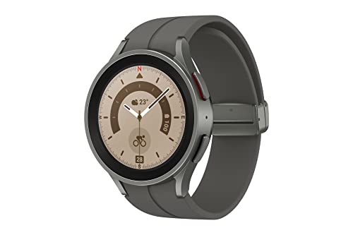 Samsung Galaxy Watch5 Pro, Runde LTE Smartwatch, Wear OS, Outdoor-Fitnessuhr, Fitness-Tracker, 45 mm, Titanium (Deutche Version)