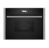 NEFF C24FS31N0, N90, Compact-Dampfbackofen integrierbar, Made in Germany, Full Touch TFT-Display, Dämpfen bis 120°C, Air Fry via Home Connect App, Soft Open and Close, 60 x 45cm, Edelstahl