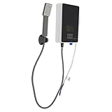 Kaichenyt 6010 W Elektrischer Wassererhitzer, Wasserboiler mit LCD-Display Wassertemperatur Bis zu 55℃ Durchlauferhitzer für Bad 19,7 x 6,5 x 28,5 cm Schwarz, Weiß