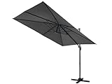 Gardissimo Ampelschirm mit Ständer Cannes 300x200 cm anthrazit, lange Seite nach vorne, mit UV Schutz 50+, Kurbel, 360 Grad drehbar, rechteckig, Kurbelschirm, Marktschirm, Sonnenschirm