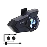 Generisch Motorrad Headset | Motorrad Kommunikationssystem | Farbige LED Rauschunterdrückung Sprachassistent Ohrhörer Wasserdicht Für Motorradfahren Radfahren Wintersport