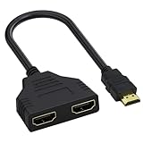 Supecesorio HDMI Splitter Adapter, 1080P HDMI Adapter 2 Monitore Erweitern, hmdi Doppelstecker, 1 Eingang, 2 Ausgänge, Adapter Stecker auf Dual hmdi Buchse für HDTV HD, Monitor und Projektoren