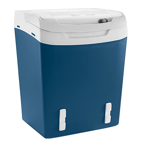 Mobicool MS30 Kühlbox, elektrisch, 29 L, Anschluss 12/230 V mit Sicherheitsgurtfixierungen zum Anschnallen im Auto, Kühlen bis 18 °C unter Raumtemperatur, Blau