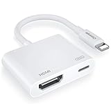 Lightning auf HDMI Digital AV Adapter für iPhone,Lightning HDMI Adapter,iPhone HDMI Adapter iPad HDMI Adapter 1080P Video & Audio Sync Bildschirm Konverter für TV/HDTV/Monitor/Projektor iPhone/iPad