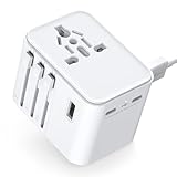 2025 Neueste Reiseadapter Weltweit, Universal Reisestecker mit 2USB A und 2 USB C,Internationaler Stecker Traval Adapter für Deutschland USA England Australien Japan,Travel Essentials (White)
