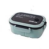 JINGYAN Bento-Box Lunch Box Layers Grids Office Worker Microwave Hermetic Bento Box Outdoor Picnic Fruit Food Container with Fork Spoon(Green)