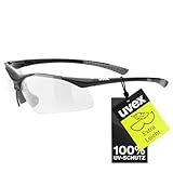 Uvex sportstyle 223 - Sportbrille für Damen und Herren - Filterkategorie 0 - druckfreier Sitz & perfekter Halt - black grey/clear - one size