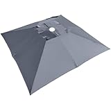 Quadratischer Freischwingerschirm, 2,4 x 2,4 m, 8 Rippen, Ersatzdach für Pool-Sonnenschirm, Premium-Abdeckung für Terrasse, Garten, Terrasse (Grau, 2,5 m Einzel-Oberseite)