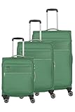 Travelite Kofferset 4 teilig Weichschale 4 Rollen, Größen S-M-L, nachhaltig, MIIGO, Reisegepäck Set aus recyceltem Material, TSA Schloss, Koffer Größen L + M erweiterbar