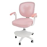 Hadwigger 360° Drehbarer Kinderschreibtischstuhl,Ergonomischer Schreibtischstuhl mit Höhenverstellbarer,Hochklappbare Armlehnen,Atmungsaktives Mesh, moderner Lernstuhl für Junge Lernende (Rosa)