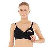 Dagi Schwangerschafts Still BH Damen Ohne Bügel, Bequemer Still BH Große Brüste, Stillen und Schlaf Bra für Frauen, Soft Maternity Nursing Bra, Mutterschaft Stillbustier, Stilloberteil | Schwarz - 3xl