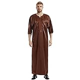 RUMAOZIA Arabische Kleidung Herren Muslim Kaftan Abaya Herren Einfarbig Muslimische Kleidung Sommer Dubai Robe Islamisch Gebetskleidung für Männer Lang Abaya Große Größen Roben Halbe Ärmel Thobe