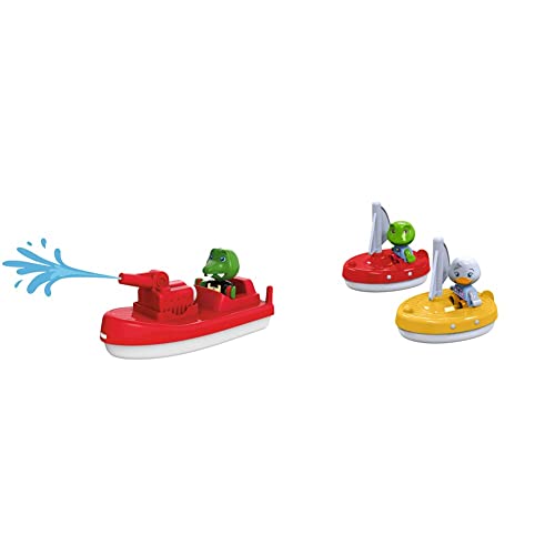 AquaPlay - FireBoat - Zubehör für AquaPlay Wasserbahnen oder für die Badewanne, ab 3 Jahren & 2 Segelboote + 2 Figuren - Zubehör für AquaPlay Wasserbahnen oder für die Badewanne,ab 3 Jahren