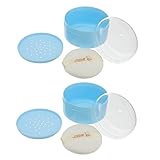 WEKAMOS 2 Stück Puderquaste Aufbewahrungsbox für Neugeborene Praktischer Behälter für Babypuder Weiche und Komfortable Anwendung für Babyhaut und Langlebig Blau