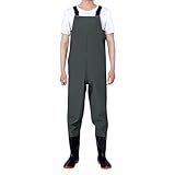 Wathose für Herren: Herren-Wathose zum Angeln, Wathose mit Stiefeln, Angelhose, atmungsaktiv, Crosswater Wathose, wasserdicht, Regenangeln, Arbeitswader, Outdoor-Softshell-Hose, grün, 45