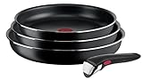Tefal Ingenio Easy On Set mit 3 Pfannen + abnehmbarem Griff: 3 Pfannen 22/24/26 cm, abnehmbarer Griff, Antihaft-Pfannen, Titanbeschichtung, Thermo-Signal, spülmaschinenfest und backofenfest
