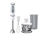 Braun Stabmixer MQ 5235WH Stabmixer – MultiQuick 5 Vario Pürierstab mit Edelstahl Mixfuß, 1000 Watt, inkl. 3-teiligem Zubehör-Set, weiß/grau [Energieklasse A]