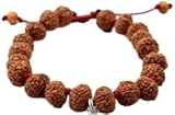 Ganesha Arts 10 Mukhi Krishna Armband aus Indonesien/10 Mukhi Rudraksha Java Armband mit rotem Seidenfaden (12 mm), Einheitsgröße, Holz, kein Edelstein, One Size, Holz, Kein Edelstein