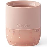 Moonkie Trinklernbecher, Schnabeltasse Baby Silikon, Trinklernbecher ab 4 Monate, Trinkbecher Baby BPA-frei, Offene Tasse 6-12 Monate, Becher Kinder mit Kapazitätsmarkierungen, 2oz(Blush)