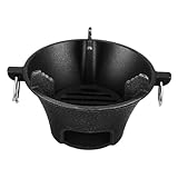CIYODO Runder Tragbarer Barbecue Grill Gusseisen Kompakter Holzkohlegrill für Camping und Outdoor Langlebiger Kohlegrill Einfach zu Reinigen für und Ausflüge