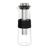 bonVIVO Cold Brew Coffee Maker - Kaffeebereiter mit Glaskaraffe aus Borosilikatglas und Edelstahl-Filter - Cold Brew Flasche für Kaffee, Eiskaffee - Cold Brew Tea Maker - 1 Liter (4 Tassen)