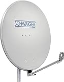 SCHWAIGER 241 Satellitenschüssel SAT-Antenne Satelliten-Anlage Offset-Antenne LNB-Tragarm Masthalterung Sat-Schüssel SAT-Anlage Aluminium 88,0 x 88,0cm hellgrau