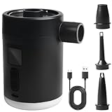 Elektrische Luftpumpe, 4000mAh Mini Pump mit 3 Luftdüsen für Luftmatratzezum Aufpumpen u. Absaugen, 4kPa Aufladbare Camping Pumpe Schnell Inflator für Schlauchboot/Schwimmring/Planschbecken