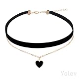 Yolev Schwarze Choker Halskette Samt Choker Dirndl Kette Klassische Geschichtete Schwarzes Choker Necklace Halsketten für Teenager Mädchen Trachtenschmuck Damen