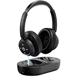 ZUPVIY Kabellose TV-Kopfhörer für Senioren – Hohe Lautstärke, Kein Audio-Verzögerung (Plug & Play) – Kompatibel mit Optisch/AUX/RCA/USB – Inkl. Senioren-Ladestation, Schwarz