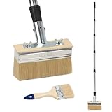 Terrassen-Streichbürste mit Teleskopstiel – 150mm Lasurpinsel & 3-Zoll Malerbürste – inkl. 152 cm Verlängerungsstiel – Streichbürste für Holzterrasse, Zaun, Betonboden, Holzschutz, Öl, Lack, Lasur