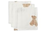 Jollein 537-848-66095 Spucktücher Mundtücher Musselin 3er Set Teddybär weiß (31x31cm)
