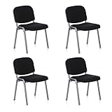 hjh OFFICE 4er Set Besucherstuhl stapelbar XT 600 Konferenzstuhl Stapelstuhl gepolstert, Metallgestell Silber, Stoffbezug Schwarz 704530