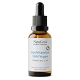 NatuGena Lipo Vitamine 1000 vegan, Lipsomal formuliert mit Vitamin D3, K2 & A, 370 Tropfen/15 ml (Familien Packung)