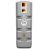 4rain Quadro Regentonne 170 Liter betongrau - Wandtank, Wassertank, Regenfass, Regenwassertonne, Wasserbehälter, Regenwassertank, Wasserfass, Wassertonne, Fass, Wassertonnen für Garten