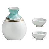 Sake-Set aus Keramik, Sake-Set, 3-teiliges Set, Geschenke, Keramik, 1 Sake-Flasche und 2 Sake-Becher, A