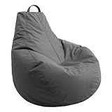 AD.CON Outdoor & Indoor Sitzsack Gamer mit EPS-Perlen Füllung, Puff, Relax-Sessel, Sitzkissen, Bodenkissen, Bean Bag, 225L Grau
