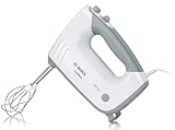 Bosch Hausgeräte Handrührer ErgoMixx MFQ36400, 2 Rührbesen, 2 Edelstahl-Knethaken, spülmaschinengeeignet, 5 Stufen plus Turbostufe, 450 W, Grau, Weiß